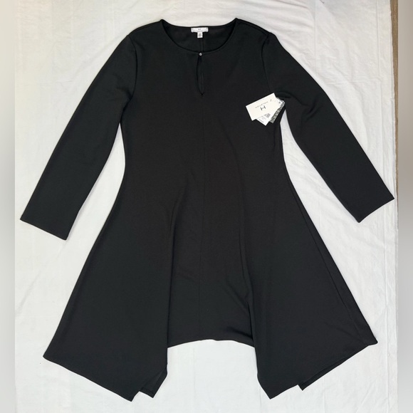 NWT Halston Key Hole Black Midi Dress Size L Large Designer Lightweight $119 - Picture 1 of 10